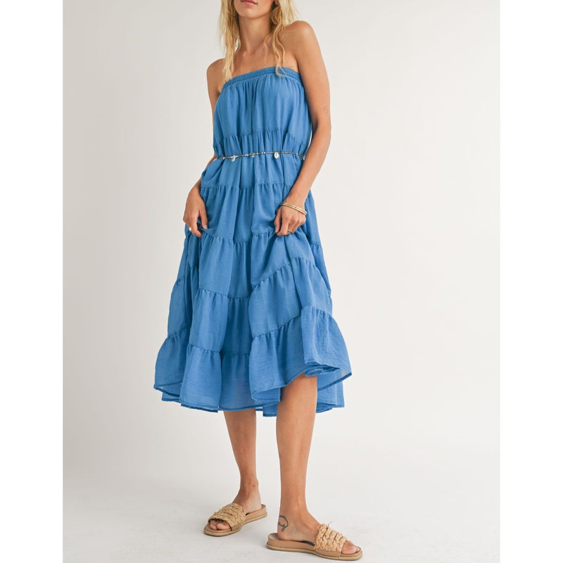 Coastal Tiered Maxi Skirt | Blue