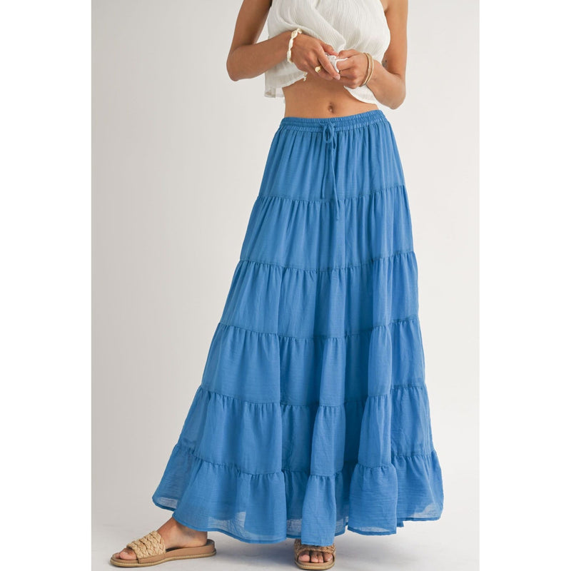 Coastal Tiered Maxi Skirt | Blue