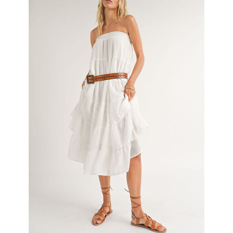 Coastal Tiered Maxi Skirt | White