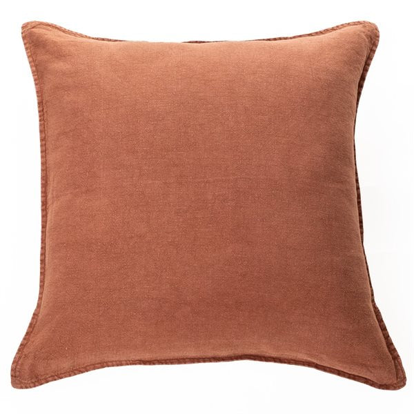 Linen Stone Wash 25" x 25" Pillow | Terracotta