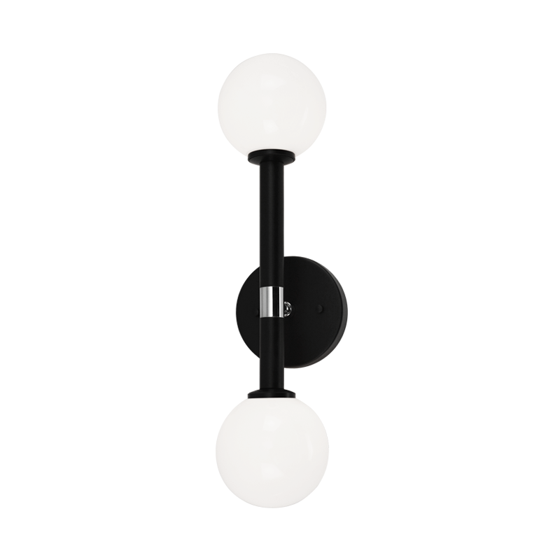 Stellar 2Light 18" Wall Sconce Black/Opal Modern Komfort