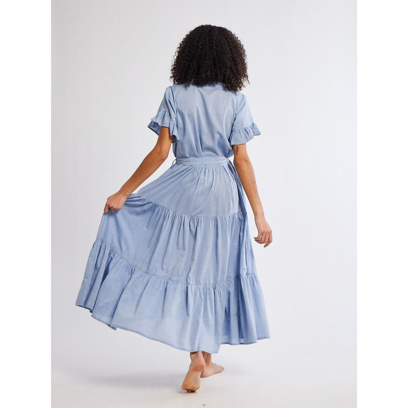 Victoria Dress | Chambray Polka Dot