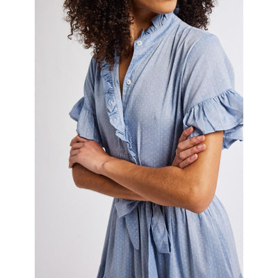 Victoria Dress | Chambray Polka Dot