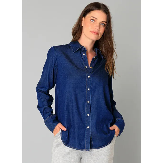 Beatrice Button-Up Shirt | Dark Blue Denim