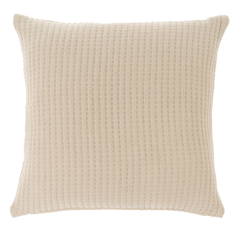 Kantha-Stitch Linen Pillow | Cream