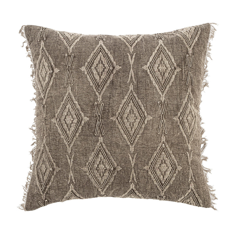 Jacquard Fringe Pillow 20x20 | Grey
