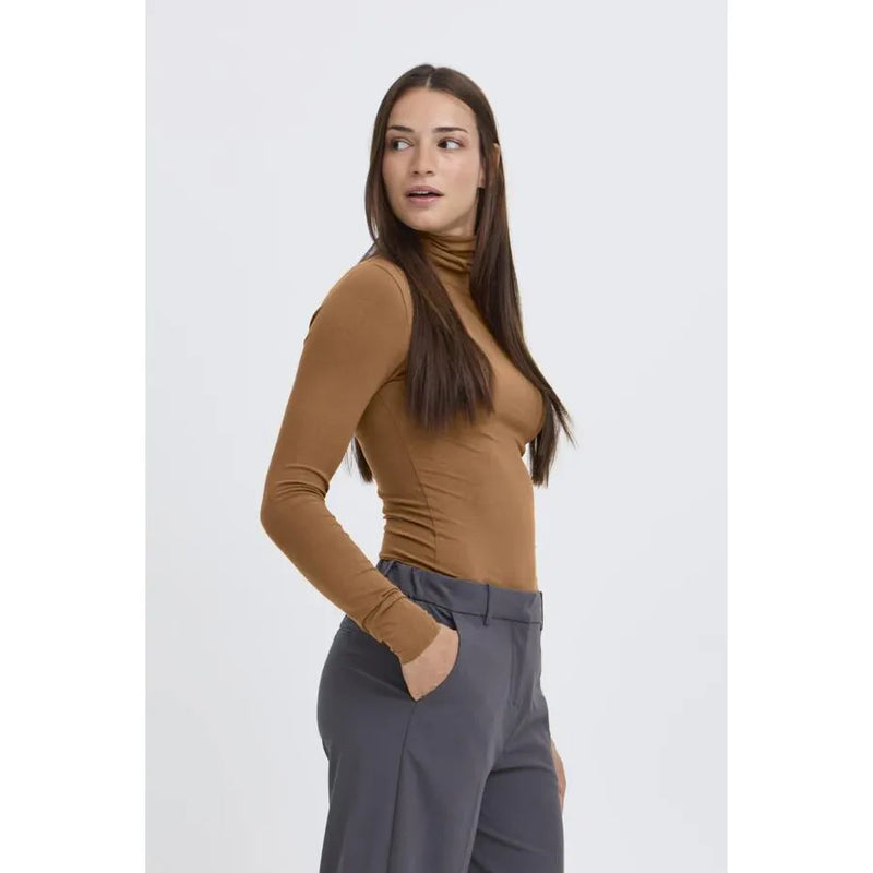 Pamila Roll Neck T-Shirt | Toffee