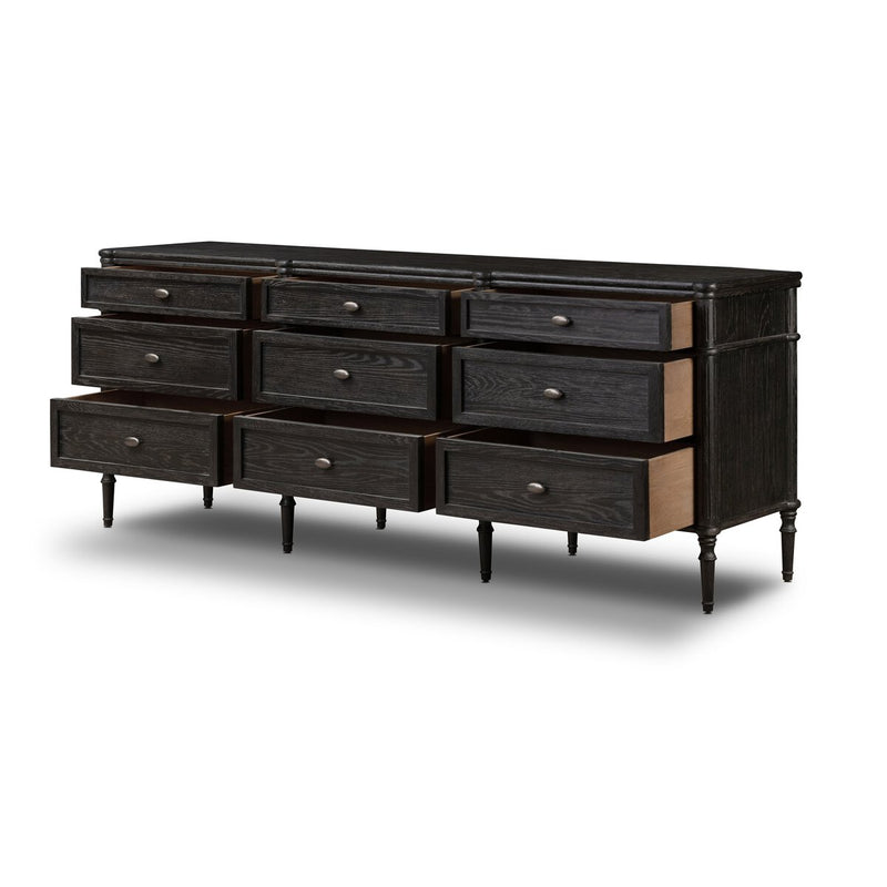 Tousse 9 Drawer Dresser | Distressed Black