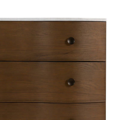 Lourde Marble Chest - Toasted Oak