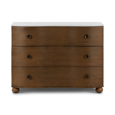 Lourde Marble Chest - Toasted Oak