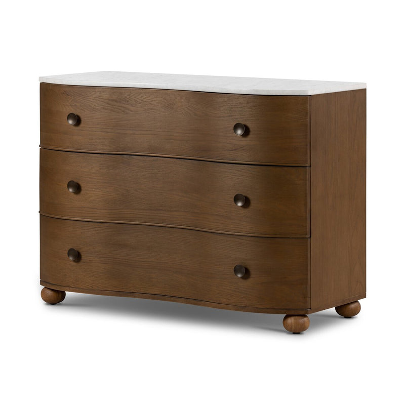 Lourde Marble Chest - Toasted Oak