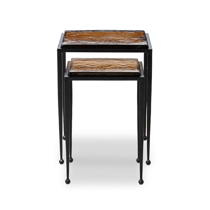 Dalston Nesting End Table Set | Amber Cast Glass