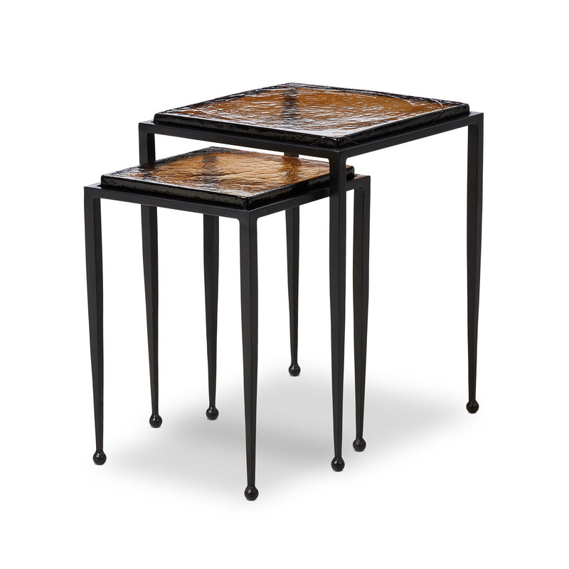 Dalston Nesting End Table Set | Amber Cast Glass