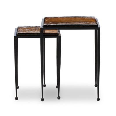 Dalston Nesting End Table Set | Amber Cast Glass