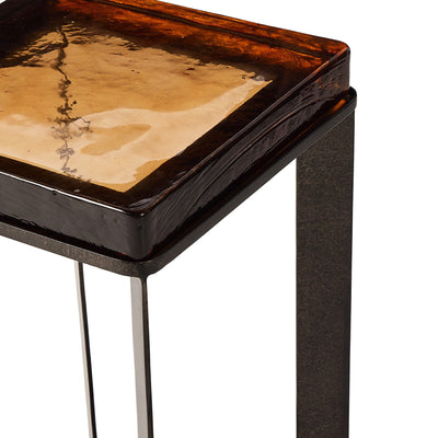 Lennie Cast Glass End Table | Amber Cast Glass