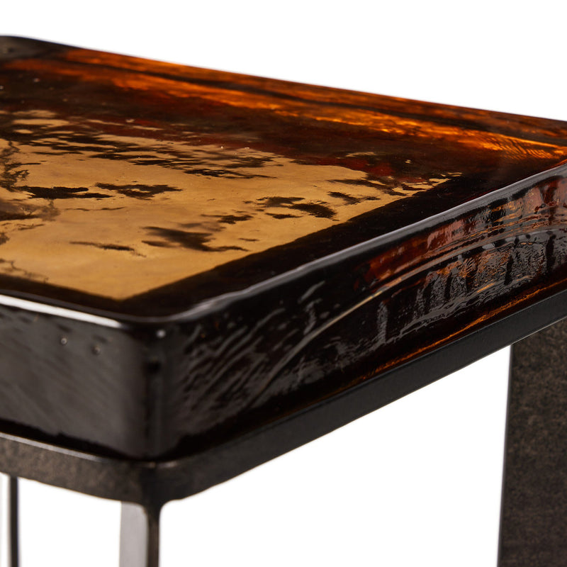 Lennie Cast Glass End Table | Amber Cast Glass