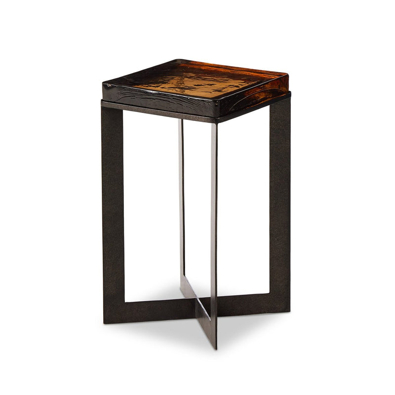 Lennie Cast Glass End Table | Amber Cast Glass