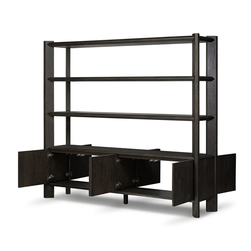 Orwin Wide Bookshelf | Smoked Black Oak