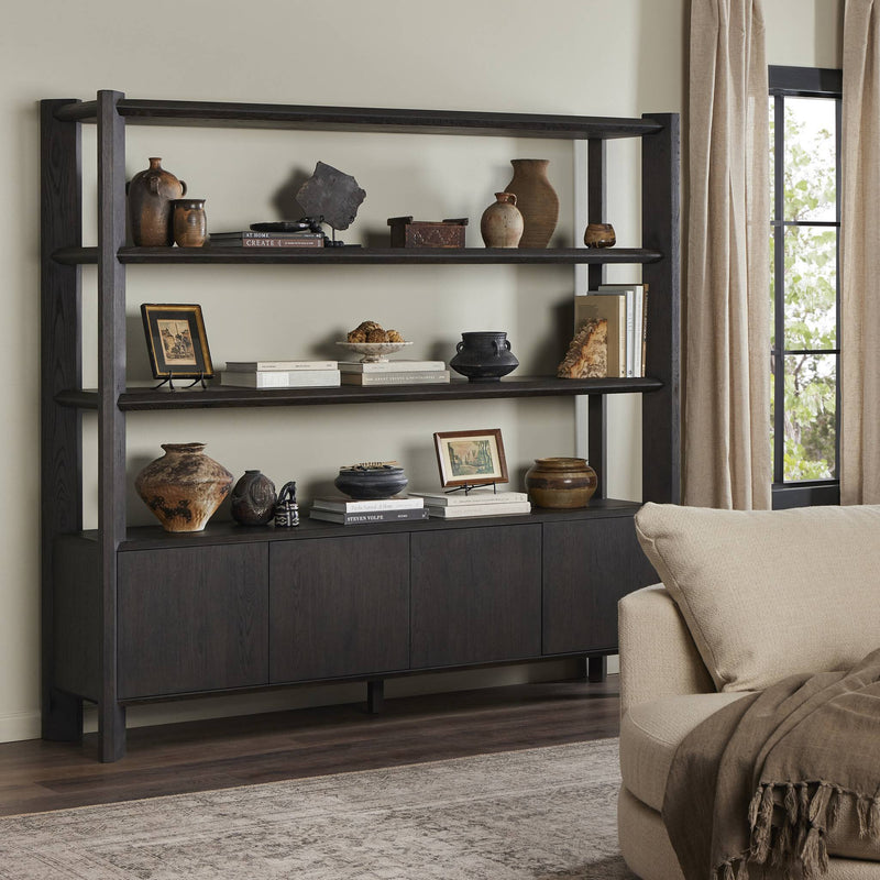 Orwin Wide Bookshelf | Smoked Black Oak