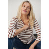 NelaPW T-Shirt┃Eggnog / Roasted Russet Stripe / Red