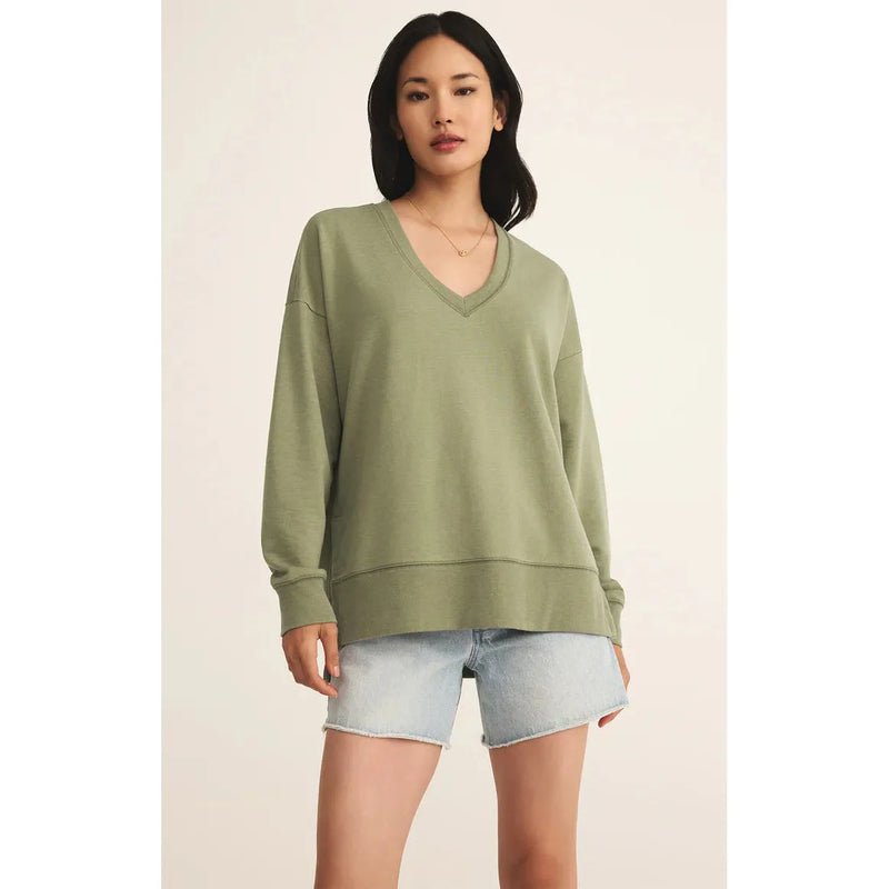 Modern Weekender V-Neck Sweatshirt | Avocado