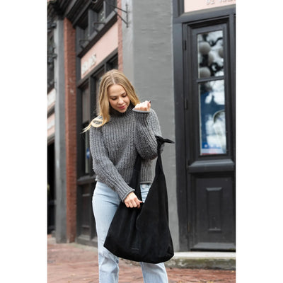 Knot Tote Suede Bag | Black