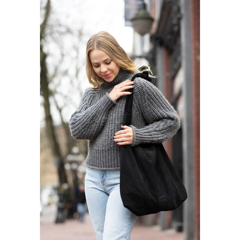 Knot Tote Suede Bag | Black