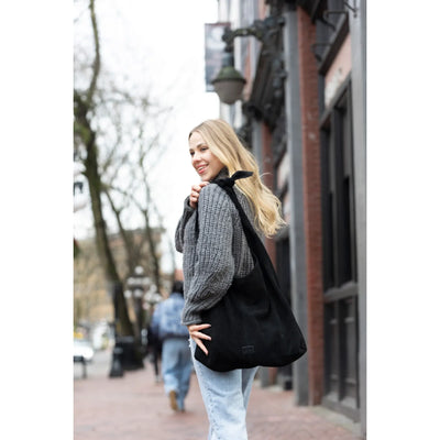 Knot Tote Suede Bag | Black
