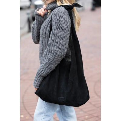 Knot Tote Suede Bag | Black