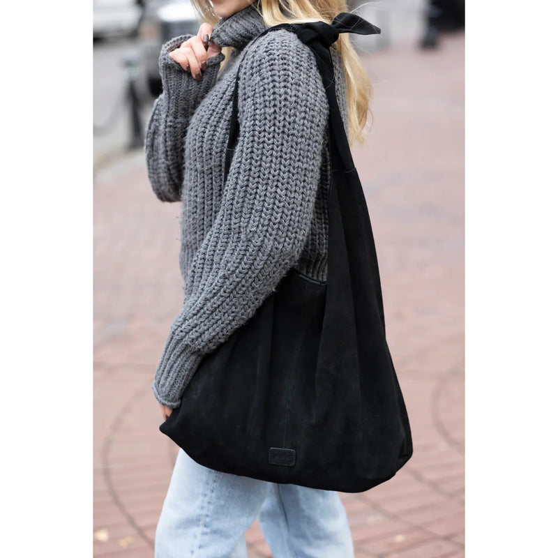Knot Tote Suede Bag | Black