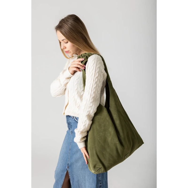 Knot Tote Suede Bag | Olive