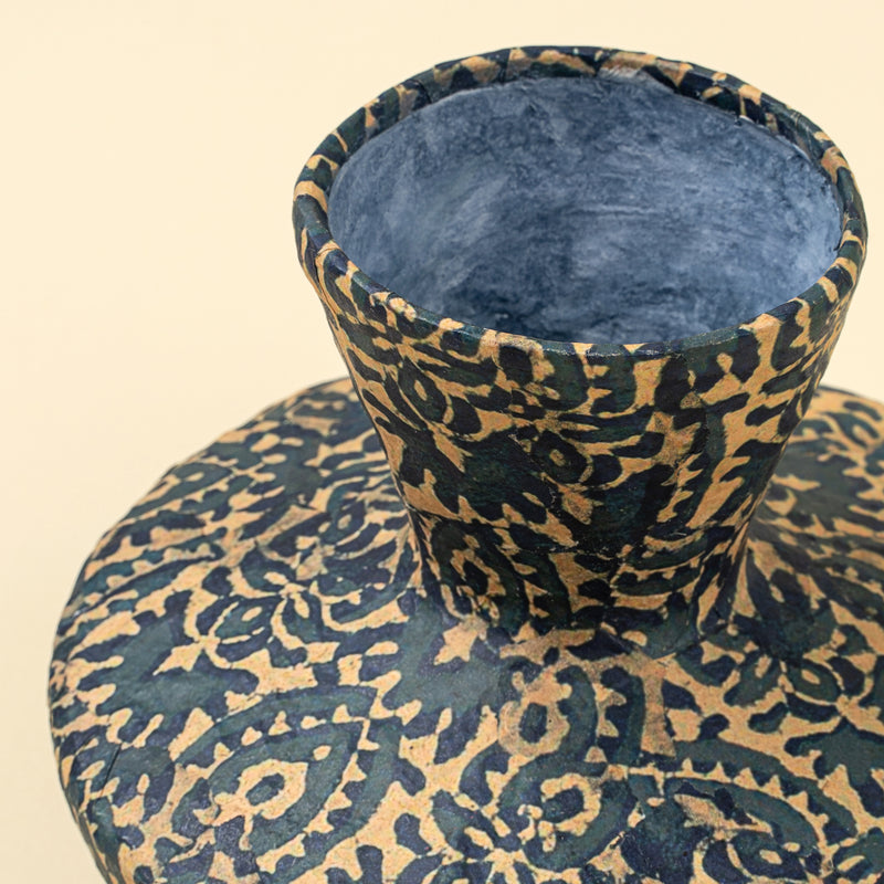 Patterned Paper Mache Trumpet Vase