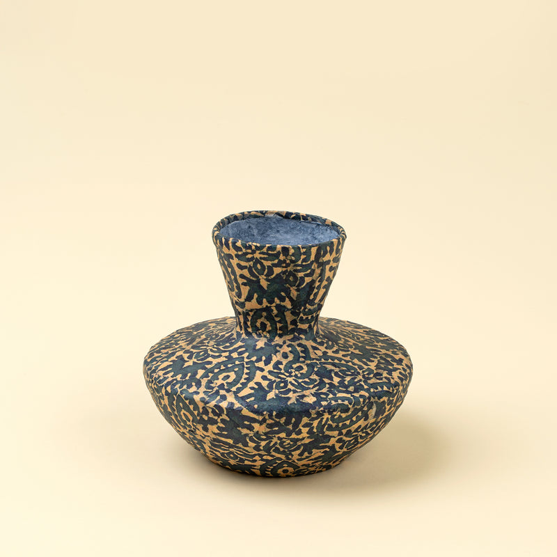 Patterned Paper Mache Trumpet Vase