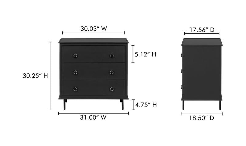 Rolland 3 Drawer Nightstand