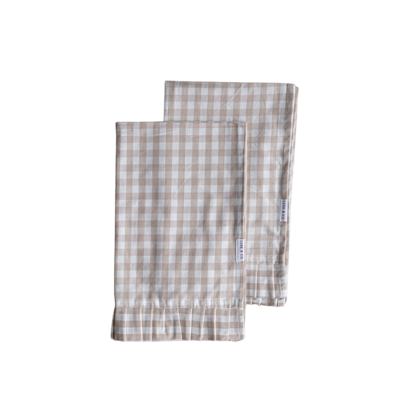 Ruffle Kitchen Dish Towel | Beige Gingham