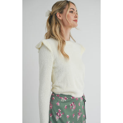 Abigail Ruffle Trim Sweater | Ivory