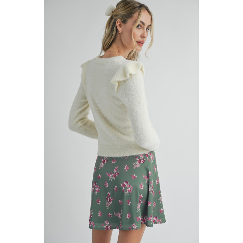 Abigail Ruffle Trim Sweater | Ivory