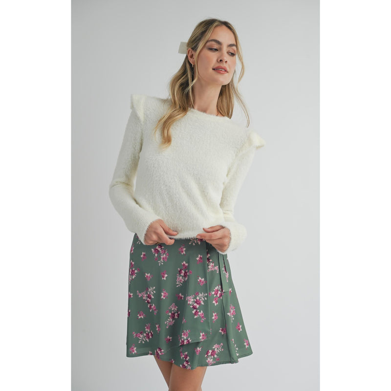 Abigail Ruffle Trim Sweater | Ivory