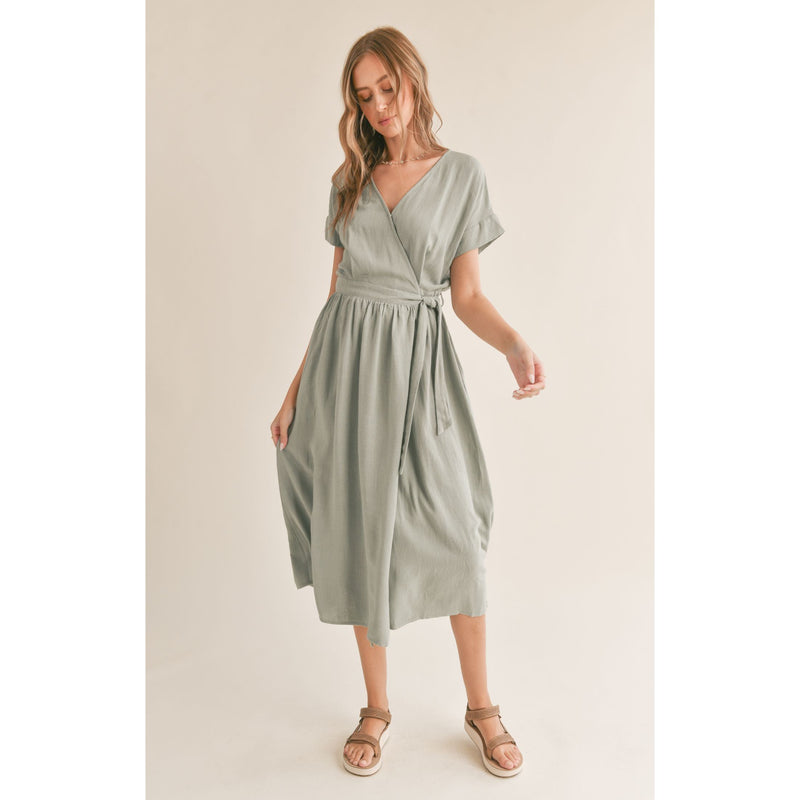 Flowy Wrap Midi Dress