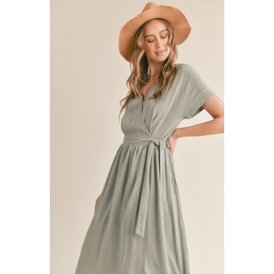 Flowy Wrap Midi Dress