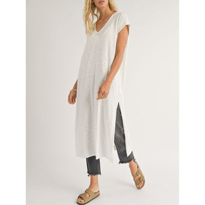 Veronica V Neck Duster Top | White