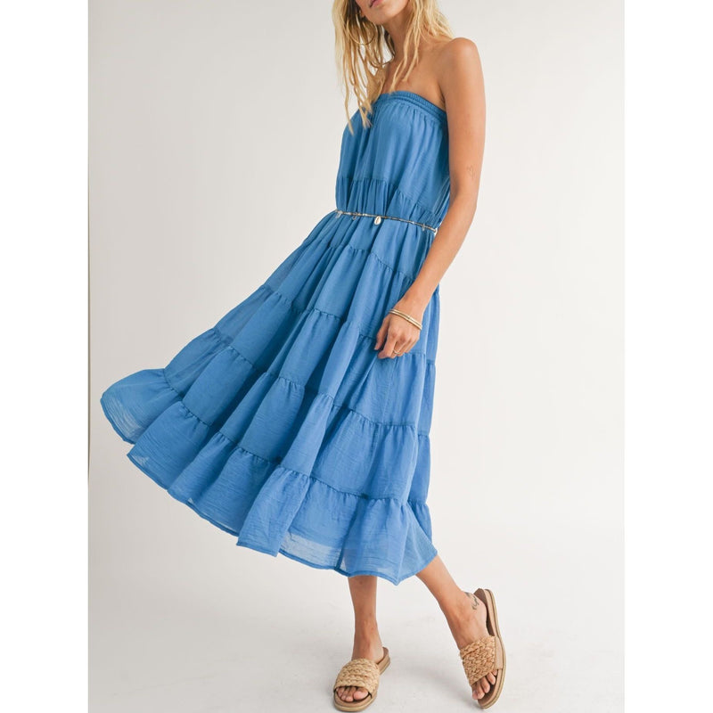 Coastal Tiered Maxi Skirt | Blue