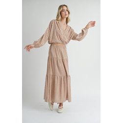 Souvenirs Tiered Maxi Skirt | Brown Ivory