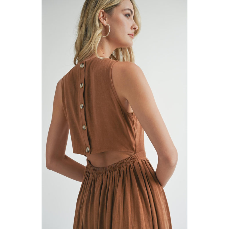 Sugarloaf Buttoned Back Midi Dress | Brown