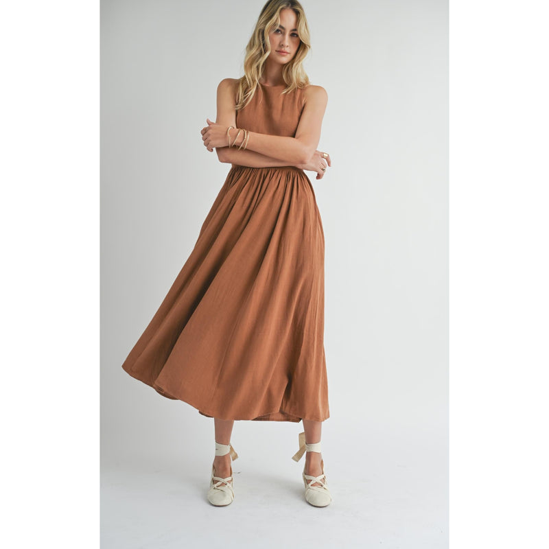 Sugarloaf Buttoned Back Midi Dress | Brown