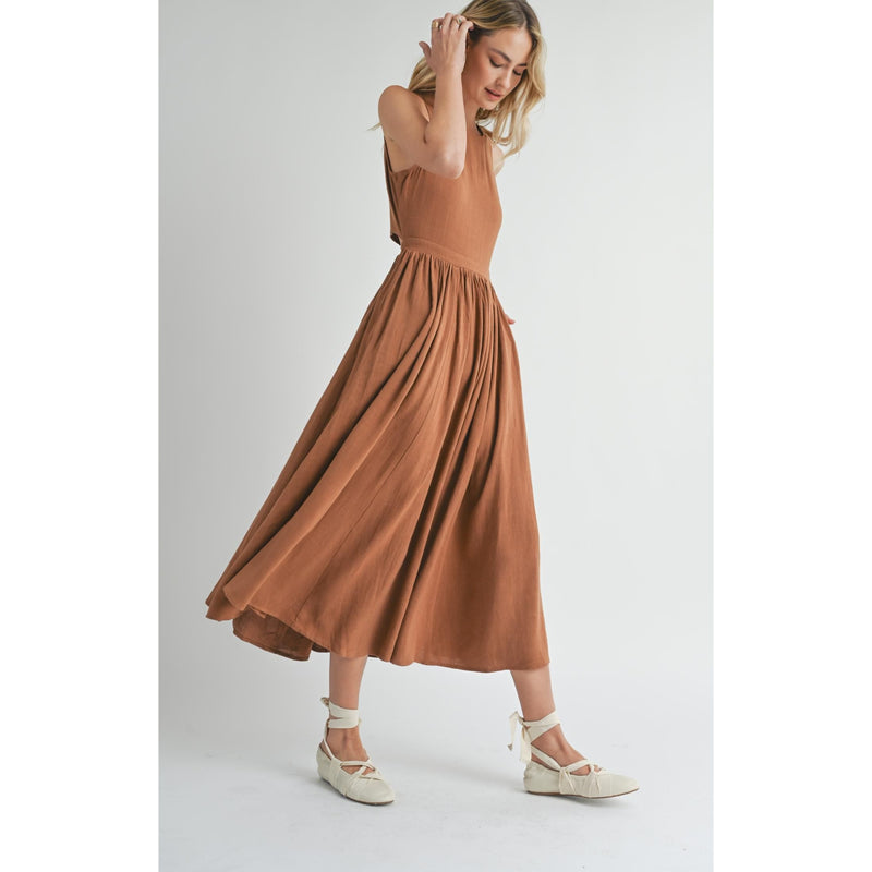 Sugarloaf Buttoned Back Midi Dress | Brown