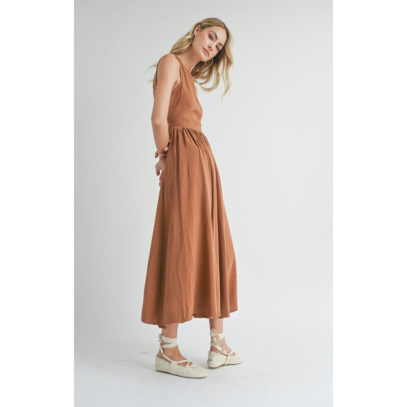 Sugarloaf Buttoned Back Midi Dress | Brown