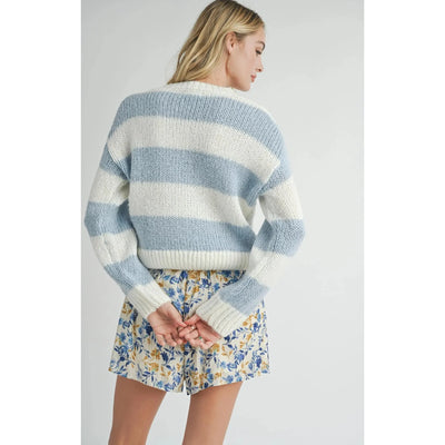 Clara Chunky Stripe Sweater | Ivory / Sky