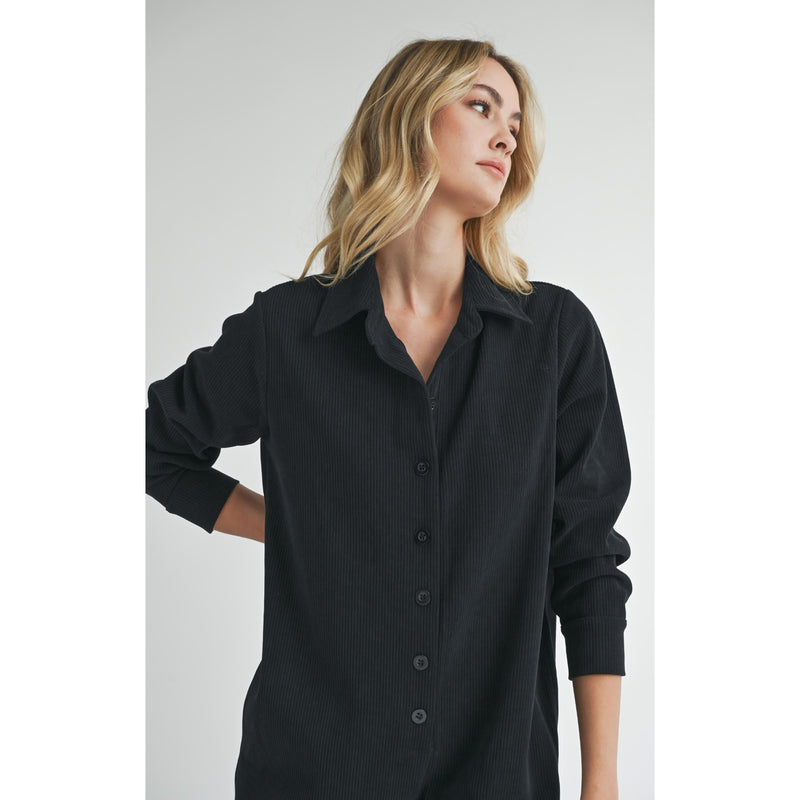 Artful Stretch Corduroy Romper | Black