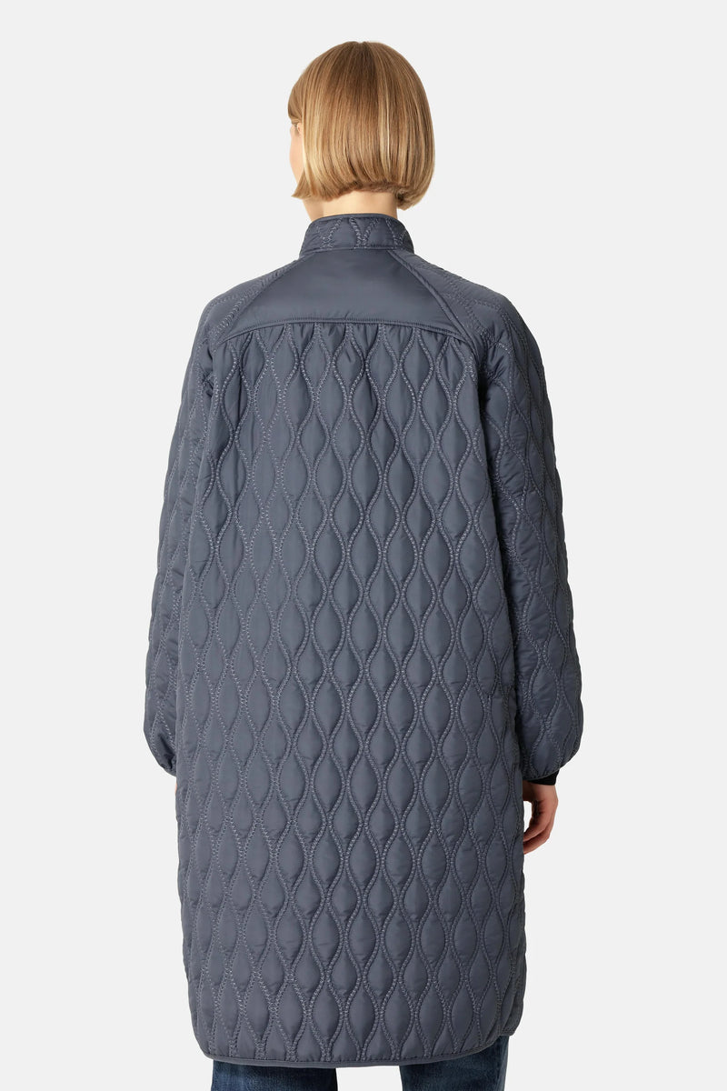 Long Padded Quilt Coat | Ombre Blue